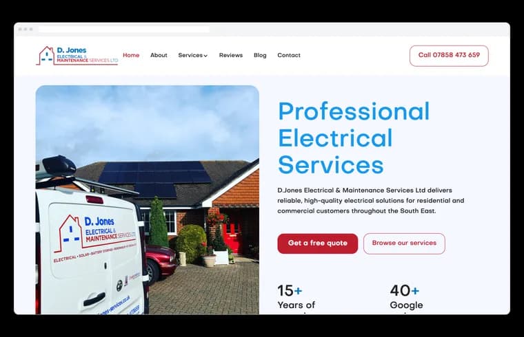 D Jones Services website built by BUILT