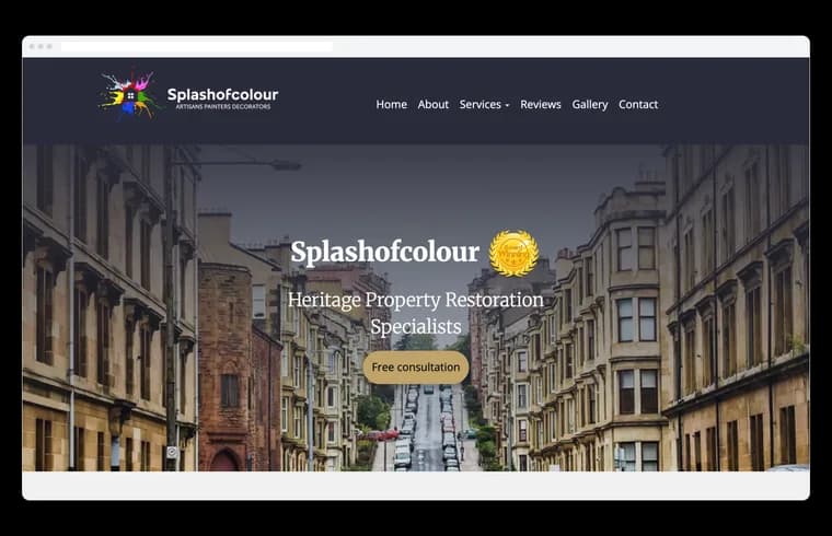 Splash of Colour website built by BUILT