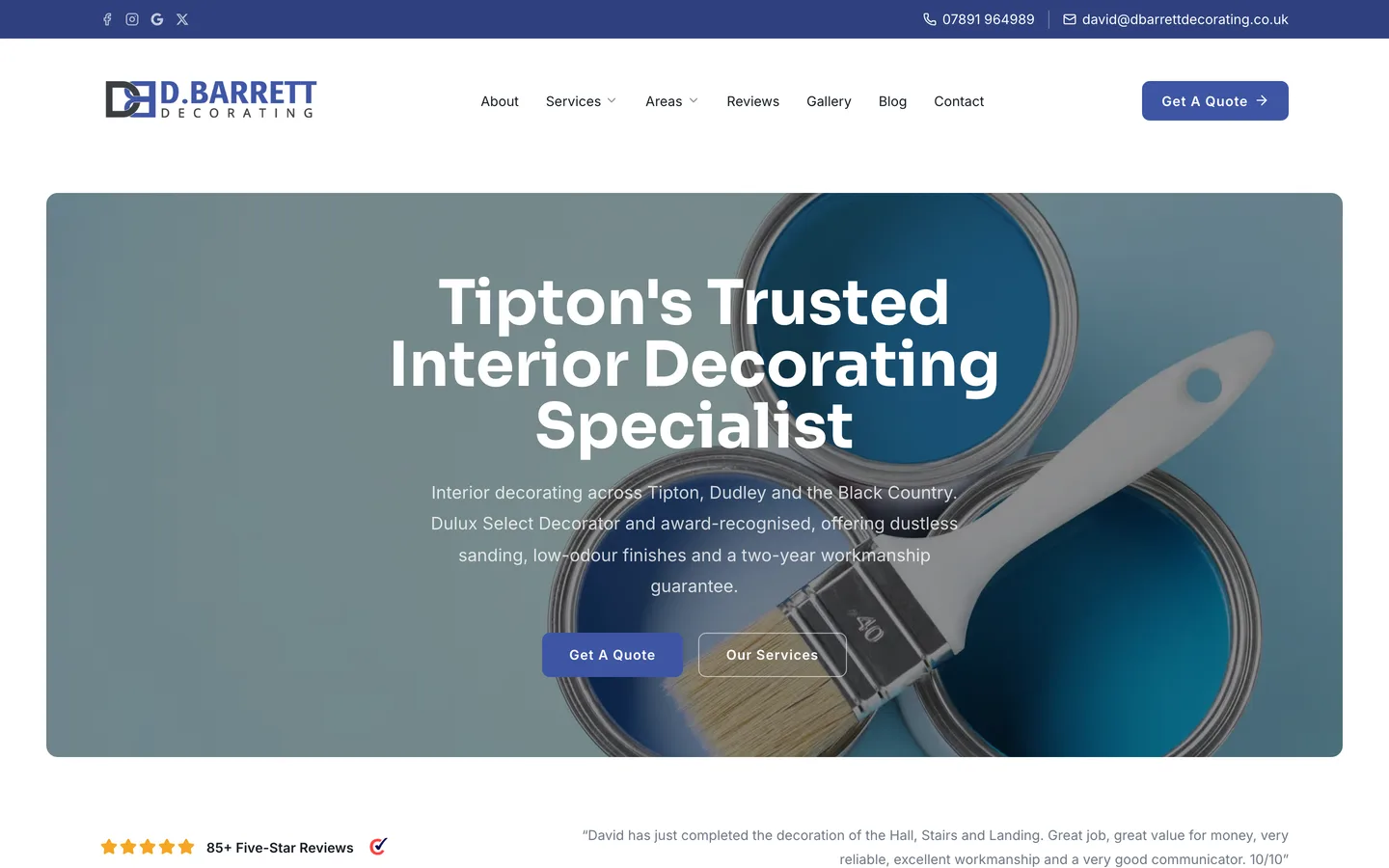 D Barrett Decorating website built by BUILT