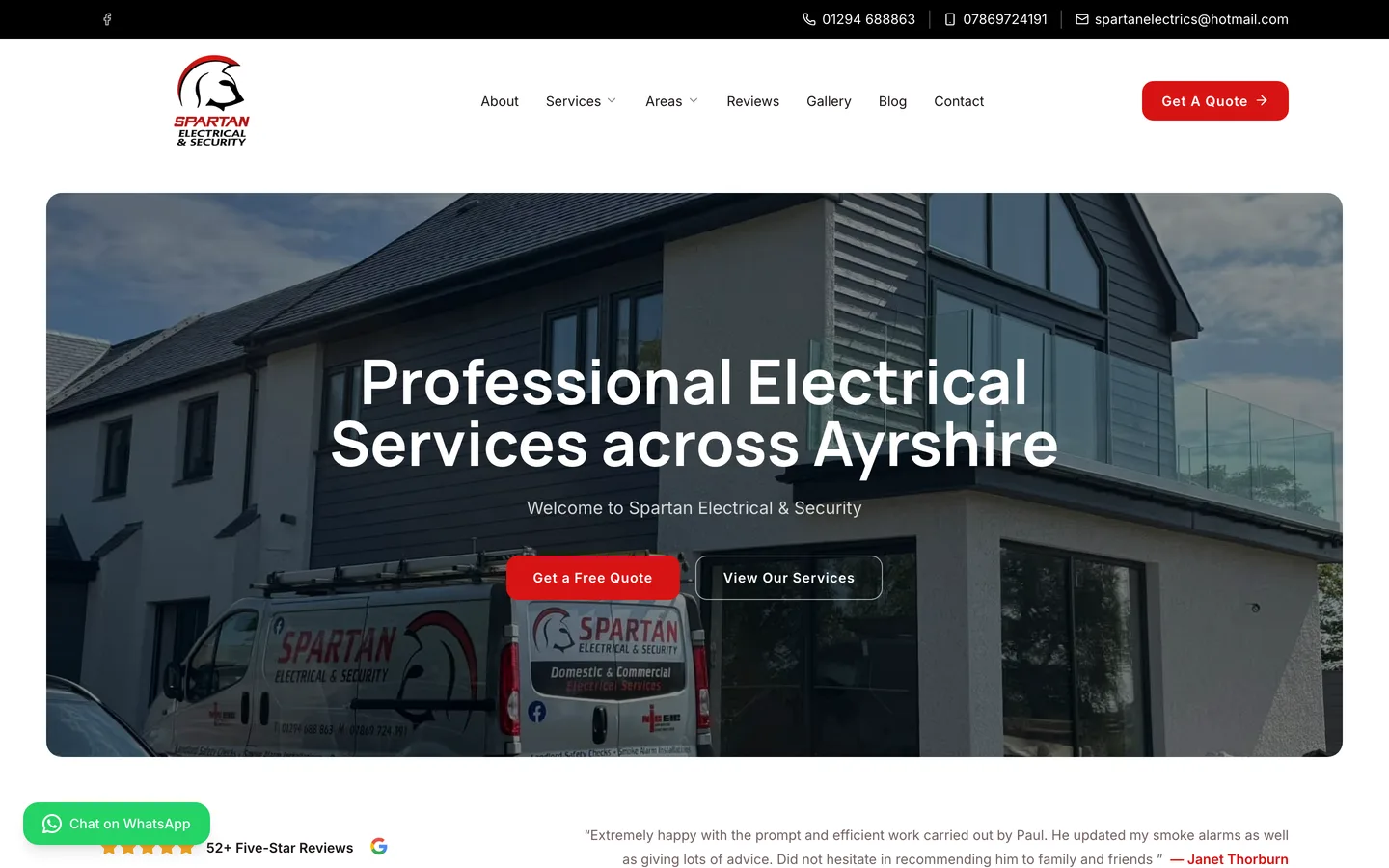 Spartan Electrics website built by BUILT